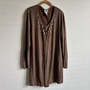 Chico's Brown Cardigan V-Neck Sweater